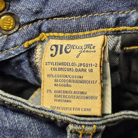 Y2k Miss Me Boot Cut Gold Rhinestone Angel Wing Jeans SZ 29 JP5011 Bling McBling - Picture 6 of 11